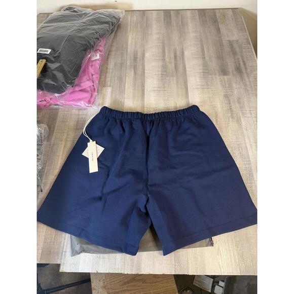 Fear Of Gods Essentials X MLB NYY New York Yankees Sweat Shorts Blue Men’s Large - Picture 9 of 9